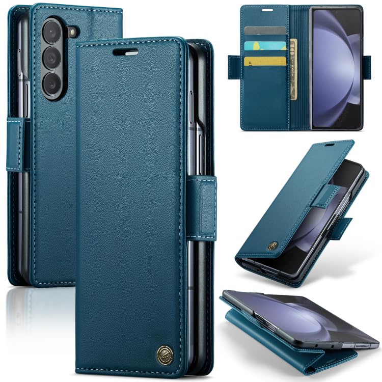 Image of ClickCase for Samsung Galaxy Z Fold 6 Elegant Faux Leather Wallet Flip Case Magnetic Closure Flip Cover for Samsung Z Fold 6 5G (Blue)