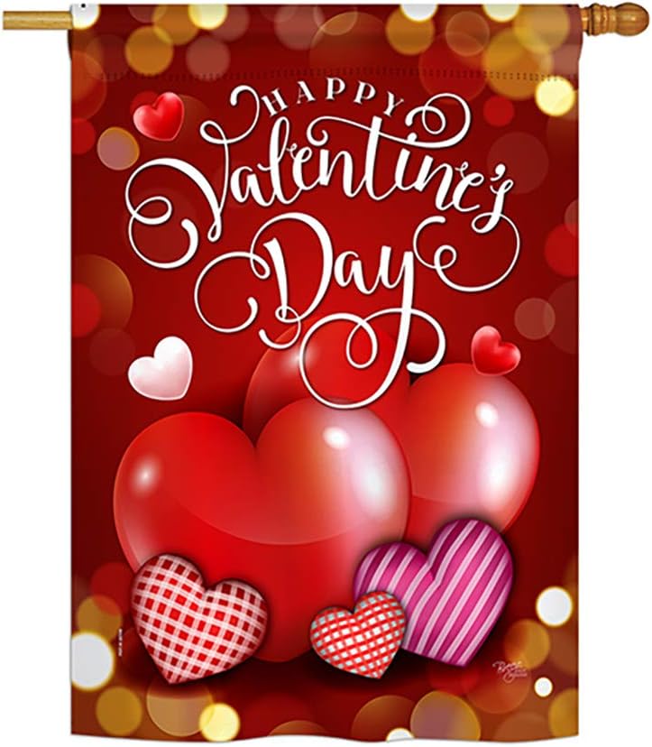 Beloved Valentines Day House Flag Springtime Valentine Happy Heart Couple Romantic February Holiday Love Small Decorative Gift Yard Banner Made In USA 28 X 40