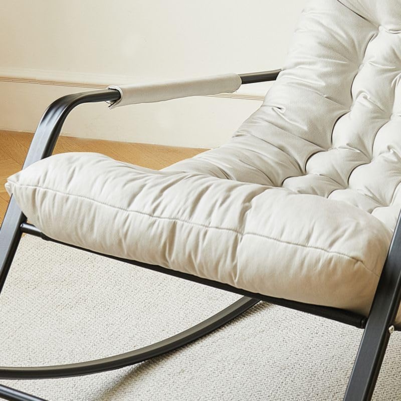 Image of Padded Rocking Lounge Chair with Thick Tufted Cushion, Sturdy Metal Frame, Modern Indoor Rocker Armchair for Living Room, Bedroom, Reading Corner, or Relaxation Space (Grey, Small)