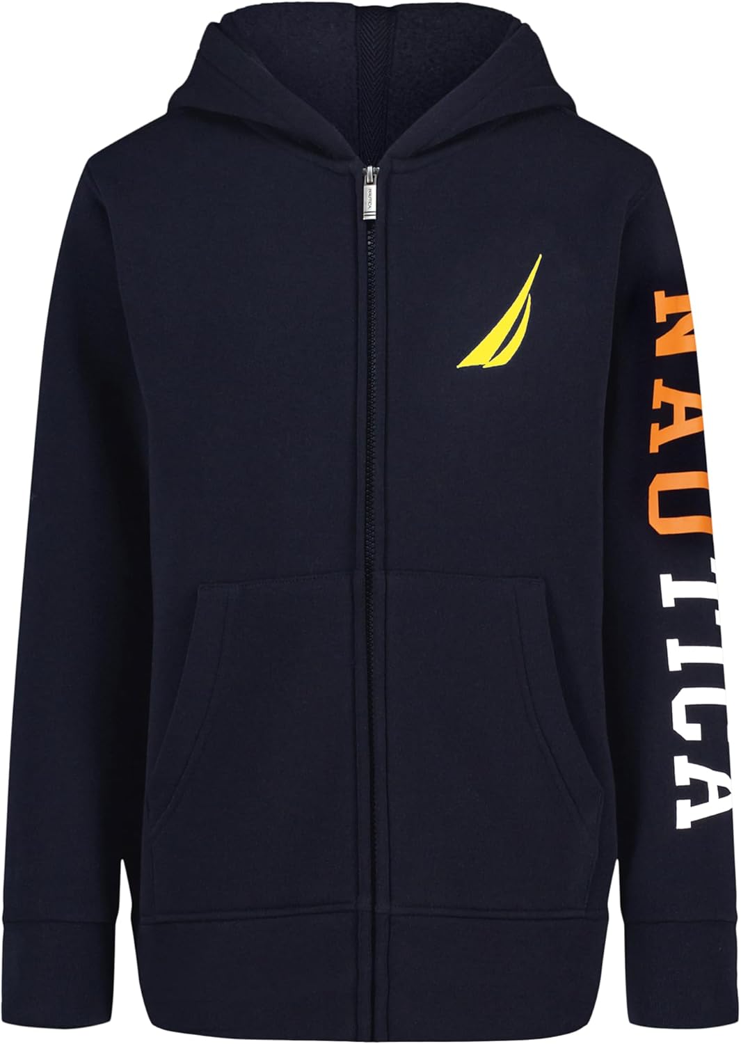 Nautica Boys' Long Sleeve Fleece Full Zip Hoodie, Comfortable, Relaxed Fit