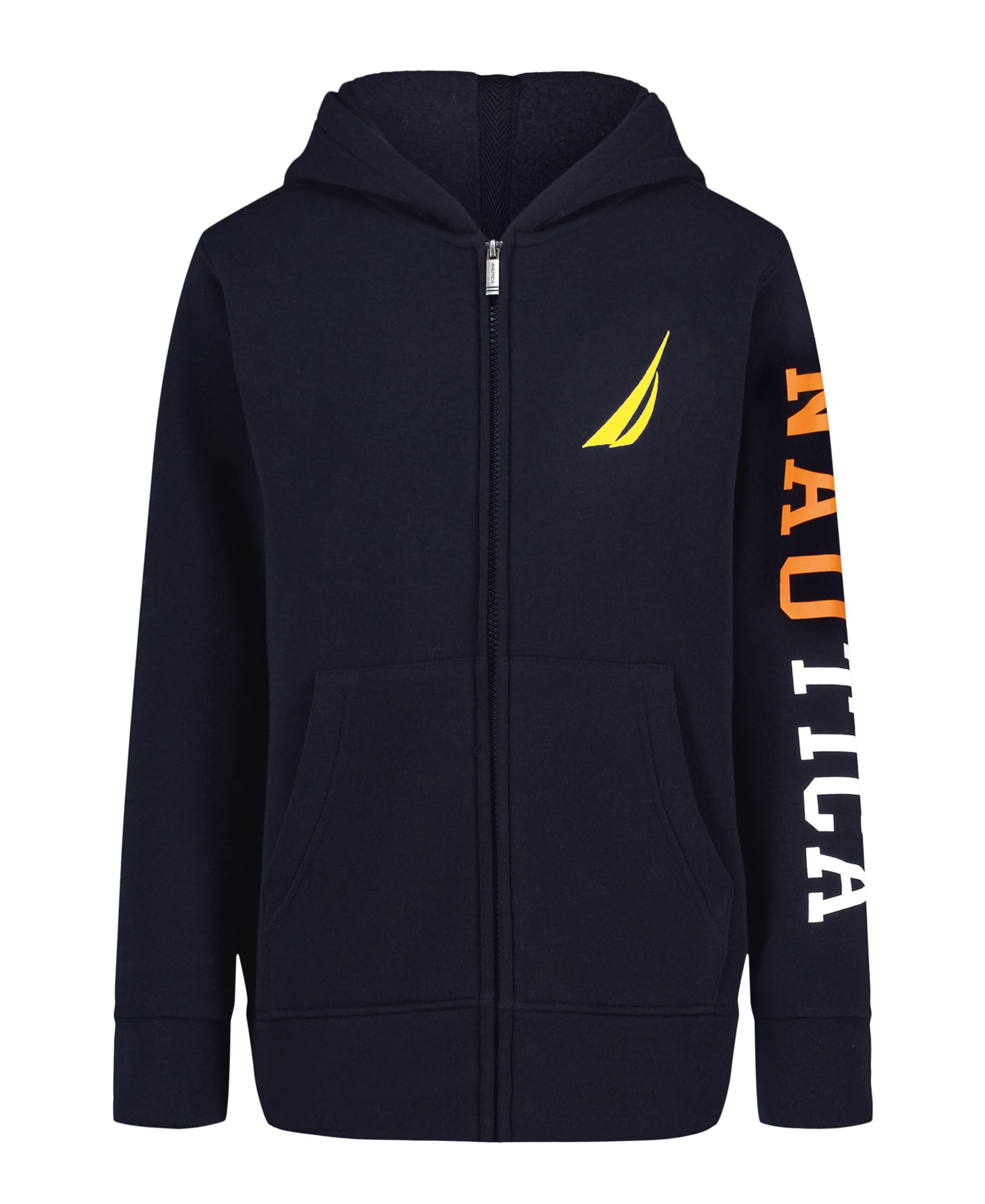Nautica Chłopięca polarowa bluza z kapturem Basic Logo na zamek błyskawiczny, Klasa J Sport Navy, 10-12