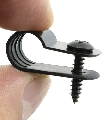 Miniatura 4 de heyous 100 piezas de abrazadera de cable tipo R de 13 pulgada (0.331 in) de sujeción de tubo de manguera de alambre de nailon fijo, soporte