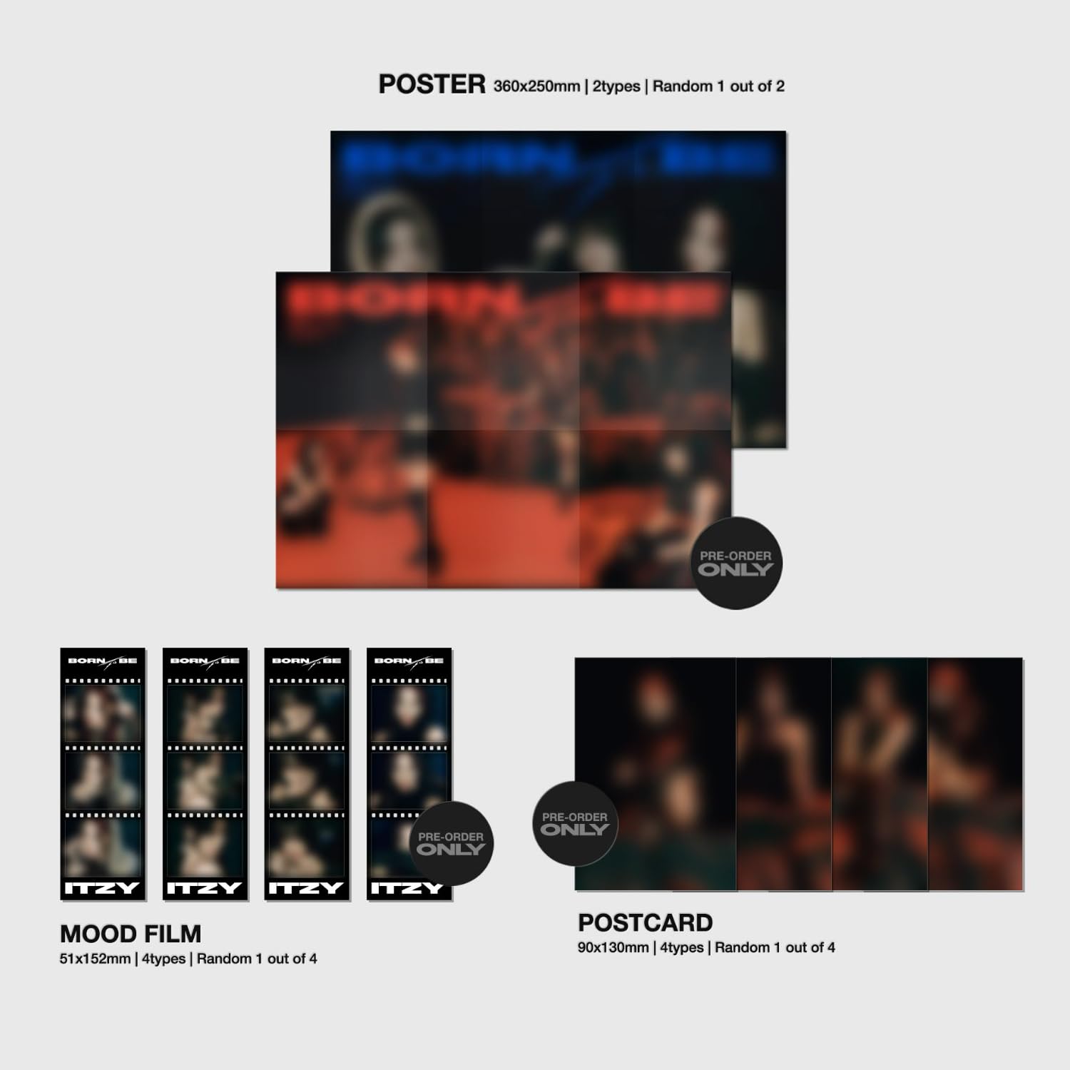 ITZY - [BORN TO BE] (LIMITED Ver.) Cover + Photobook + CD-R + Envelope + Photocard + Pair Booklet + Portrait + 2Cut-Film + Mood Film + Poster + Postcard + 2 Pin Badges + 4 Extra Photocards