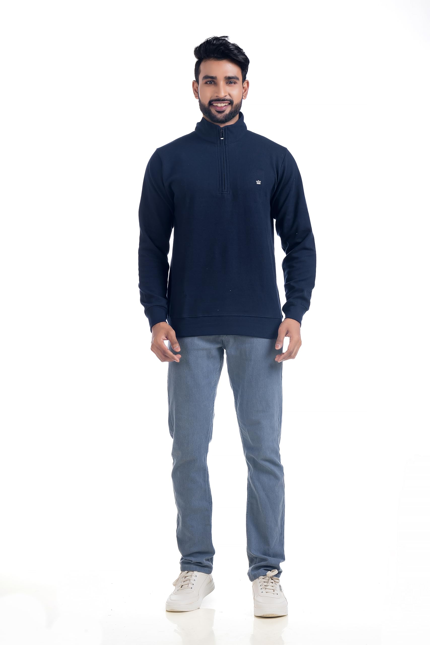 Men's Sweat Shirts with Zippered, Full Sleeves Solid/Relaxed & Regular Fit Pure Cotton Sweater/Comfortable and Casual Winter Wear for College, Office-picture-31