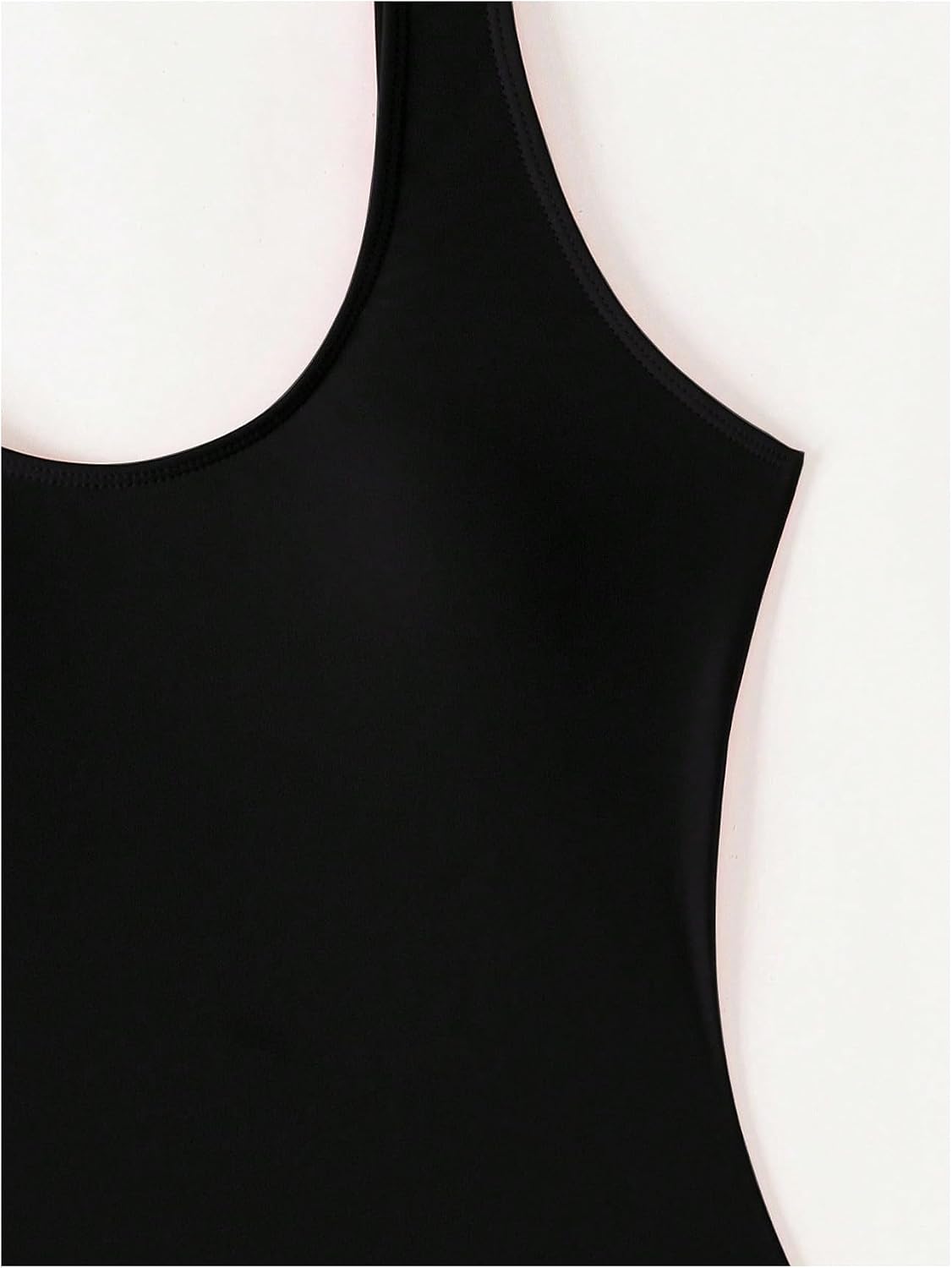 WDIRARA Women's One Piece Swimsuit Scoop Neck High Cut Bathing Suit Swimwear