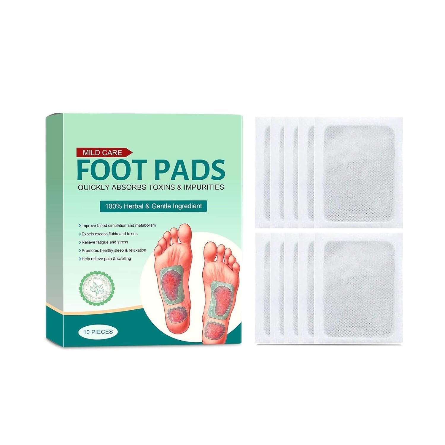 Foot patch (Pack of 2) Herbal And Gentle Ingredient Detox Foot Pads (20 pieces), Natural Ingredients for Sleep Aid, Pain Relief, Toxin Removal with Bamboo Vinegar and Acupoint Micro-Massage Technology