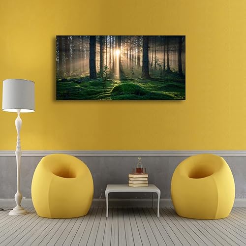 Miniatura 8 de Lienzo decorativo para pared, paisaje de amanecer, 20 x 40 pulgadas, imagen de árbol y bosque, para decoración de pared de sala de estar y