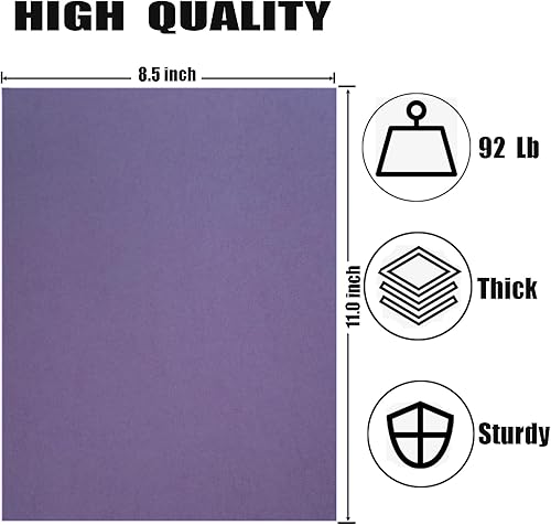 Miniatura 2 de 20 hojas de papel grueso de cartulina púrpura para proyectos de arte, álbumes de recortes, tarjetas e invitaciones (8.5 x 11 pulgadas)