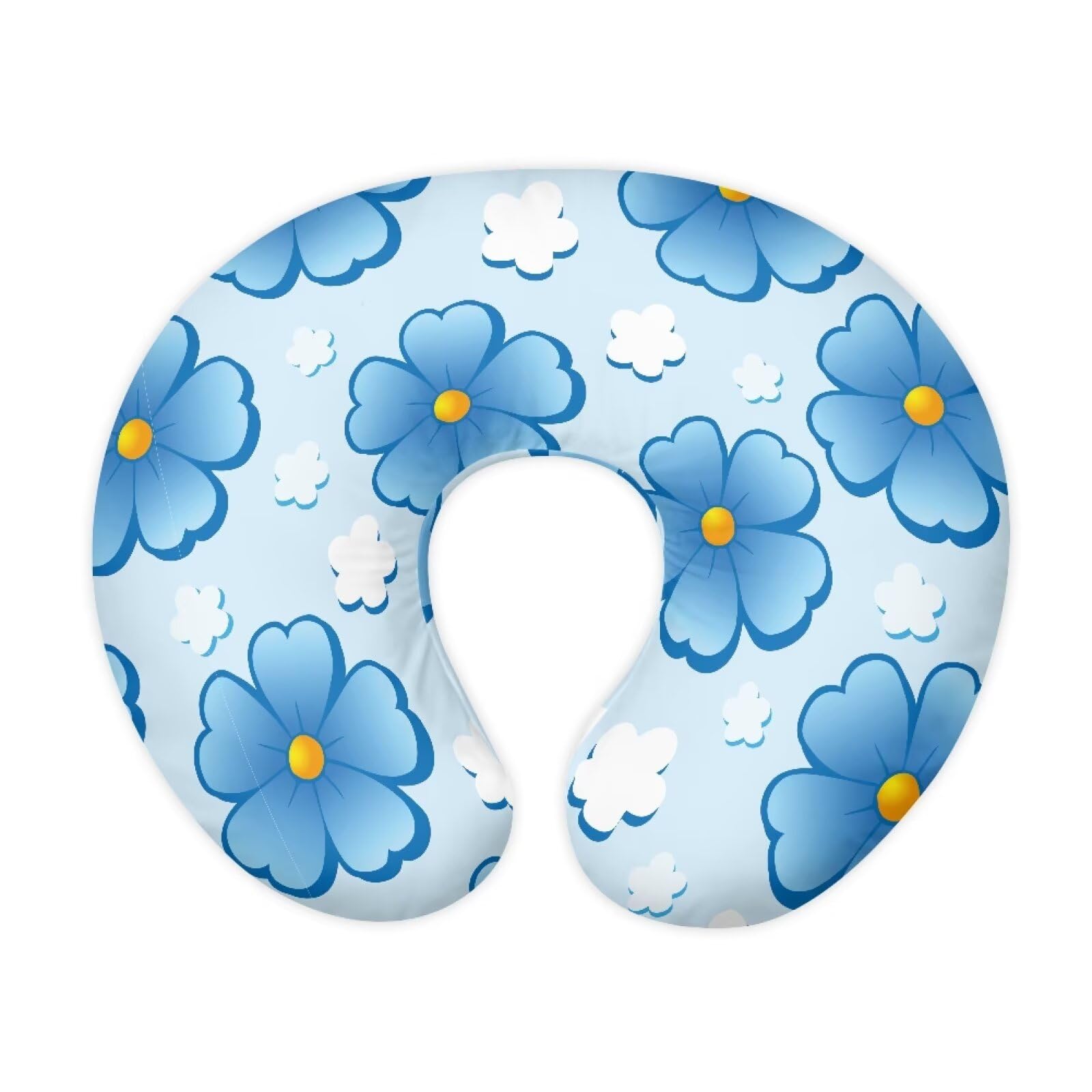 PJHEQOXE Nursing Pillow Cover Stretchy and Soft Nursing Cover for Breastfeeding Pillows Pillow Slipcover for Baby Girls Boys Newborn Cartoon Flower Blue