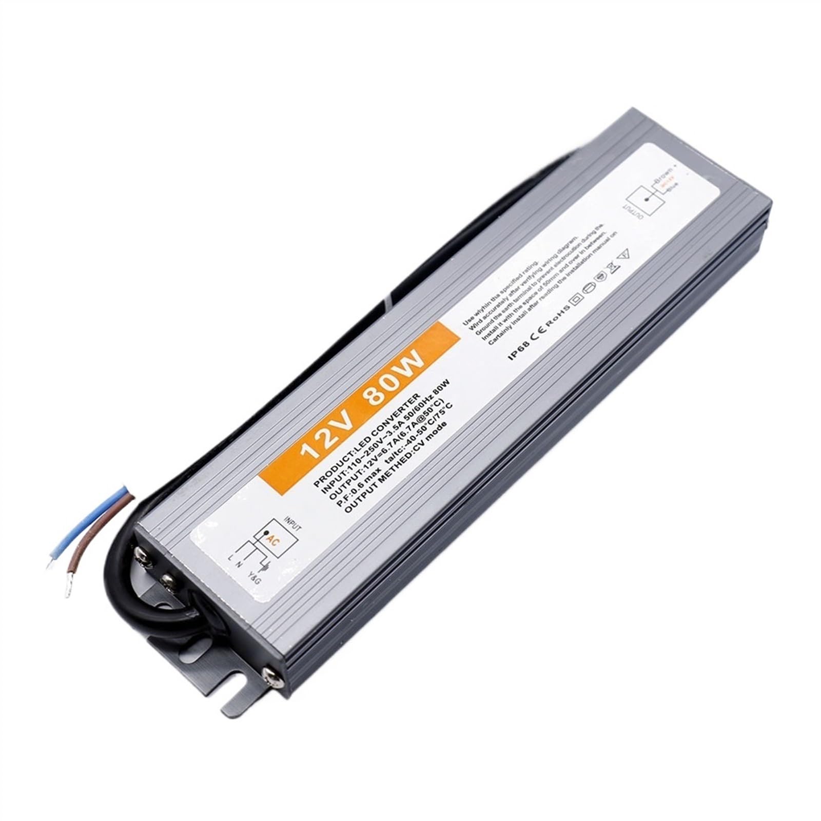 Alimentation électrique 12V, 150w, 100w, 80w, 60w, étanche IP67, Pilote LED, 110V-220V à 12v, transformateur for Ampoule d'éclairage à Bande LED(12V 60W)