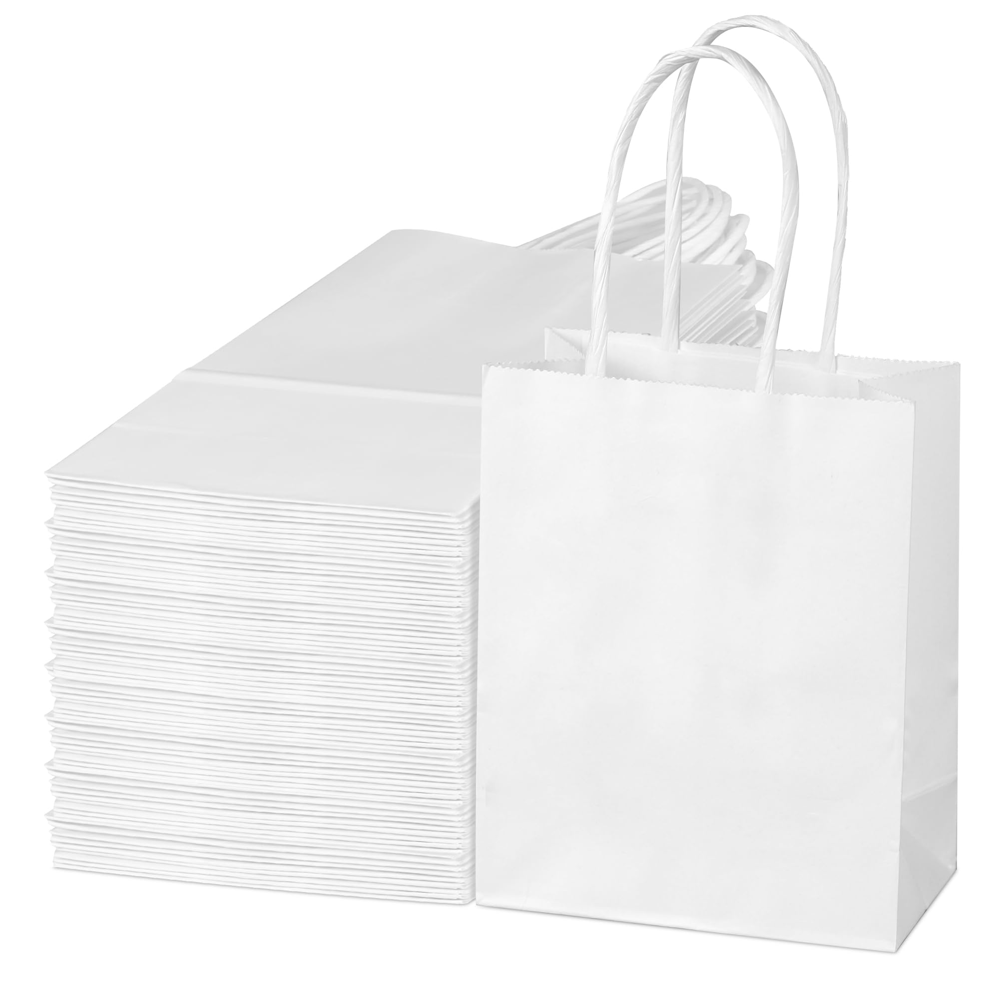 SPERPAND 50 sacchetti di carta kraft, 16,5 cm, sacchetti regalo bianchi, di piccole dimensioni, per compleanni, baby shower, Natale, matrimoni, feste