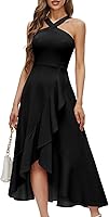 Bbonlinedress Women's Halter Ruffled Maxi Hi-Lo Cocktail Prom Dress - Formal Wedding Guest Bridesmaid Evening Gown