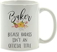 Vista 57 de Andaz Press Taza de café de 11 onzas, regalo de broma, madrina porque Badass no es un título oficial, gráfico floral, paquete de 1