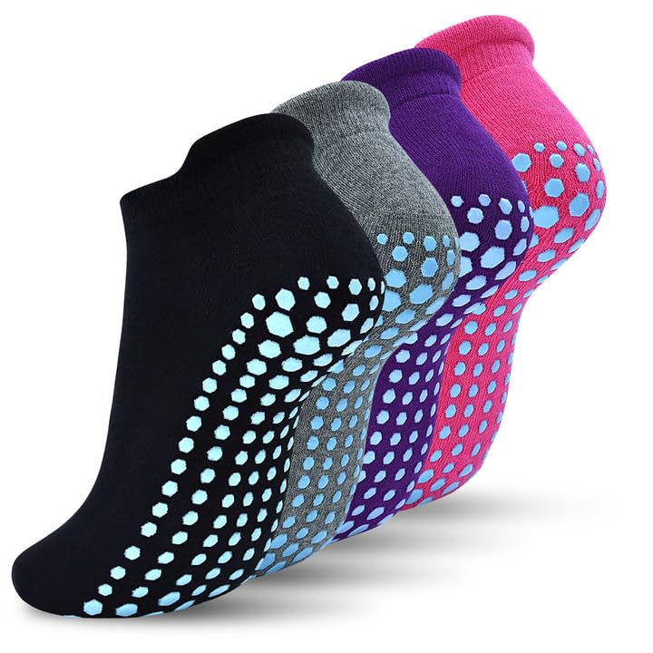 Pilates Grip Socks Women Lady Non Slip Yoga Socks Anti-Skid Thickening Ankle Sock Barre Training Gym Home 2/4 Pairs