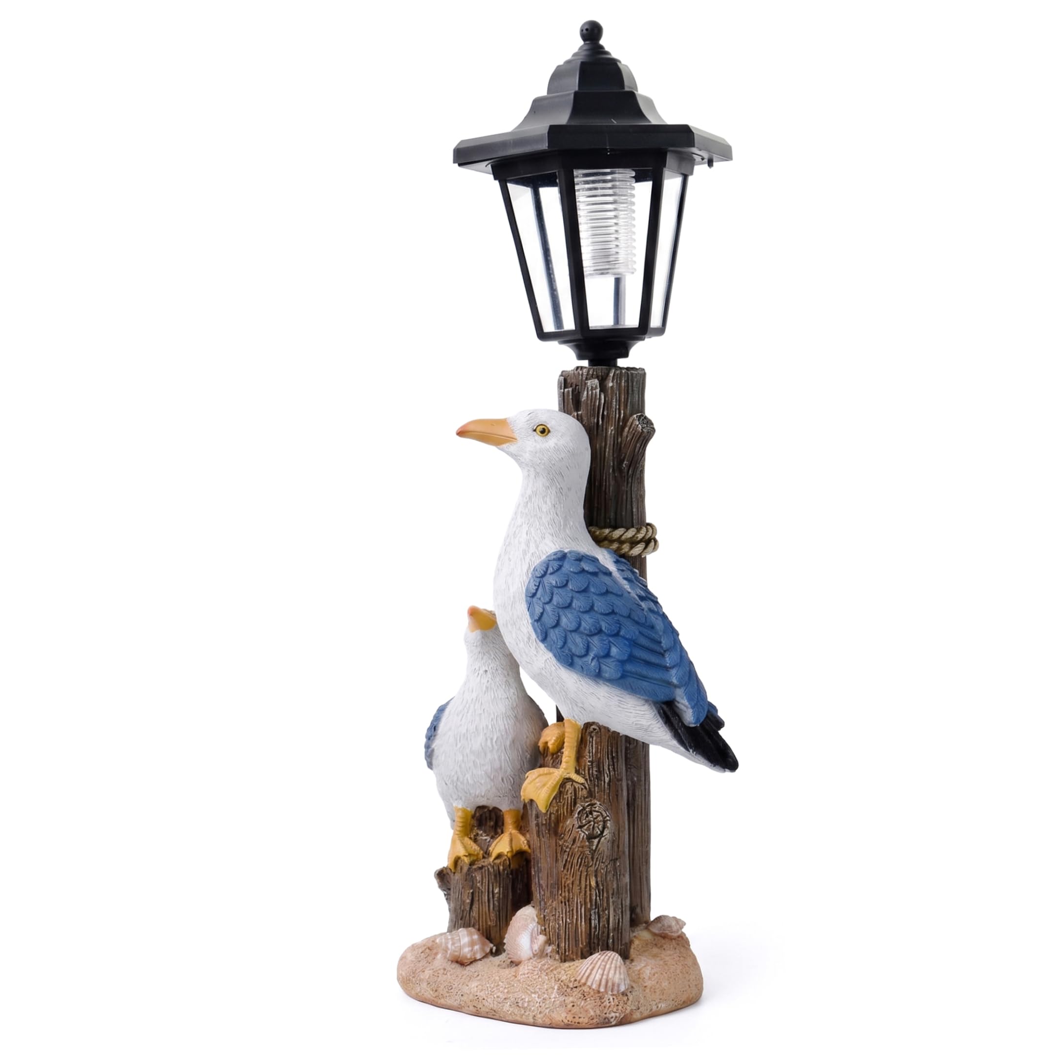 Neptuiby Solar Bird, Resin Seagull & Chick Figurine Solar Garden Statues with Hexagonal Light, Outdoor Garden Decor, 7.1×4.7×16.5 Inch, Style 1.