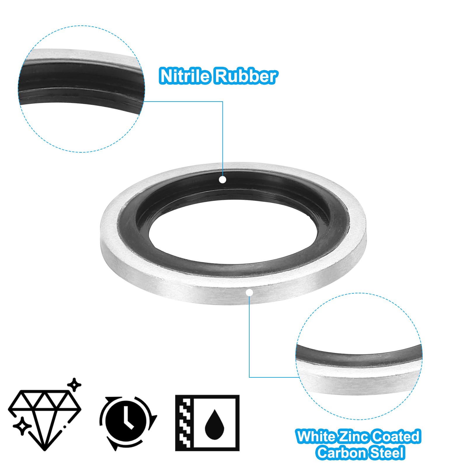 PATIKIL G3/8" Self-Centered Bonded Sealing Gasket - Image 3