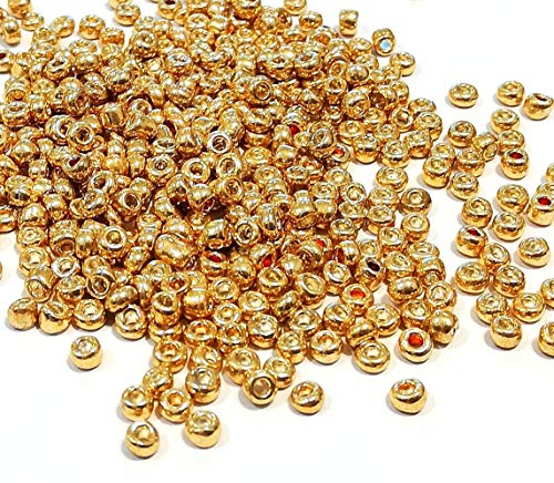Circa 6500 perline rocailles in vetro da 2 mm, colore metallizzato.