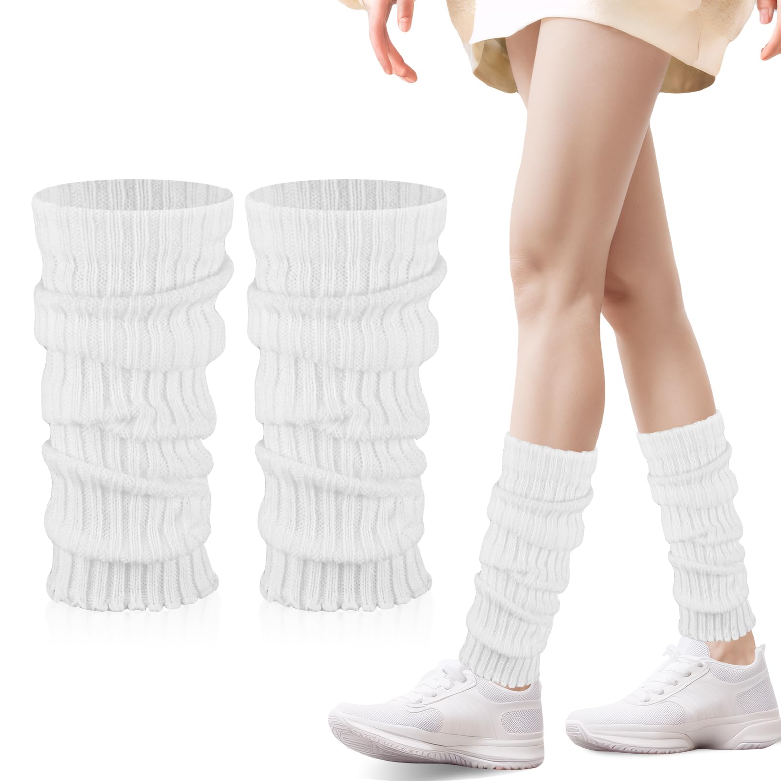 Womens Leg Warmers - 1 2 Pack 80s Retro Fashion Knit for Girls Dance Sports Yoga