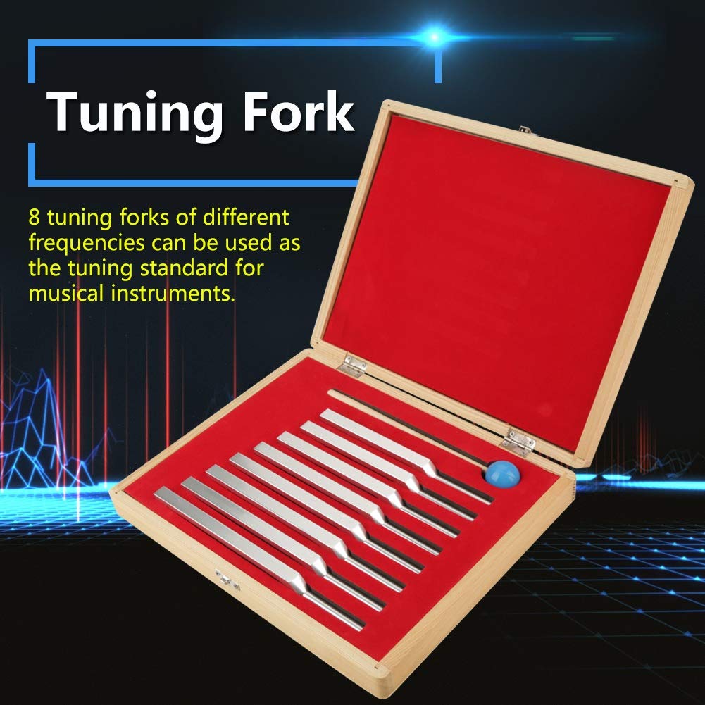 Tenedor de afinación, herramienta de instrumentos de aluminio, juego de horquilla médica, juego de herramientas de terapia de vibración de aluminio, paquete de 9