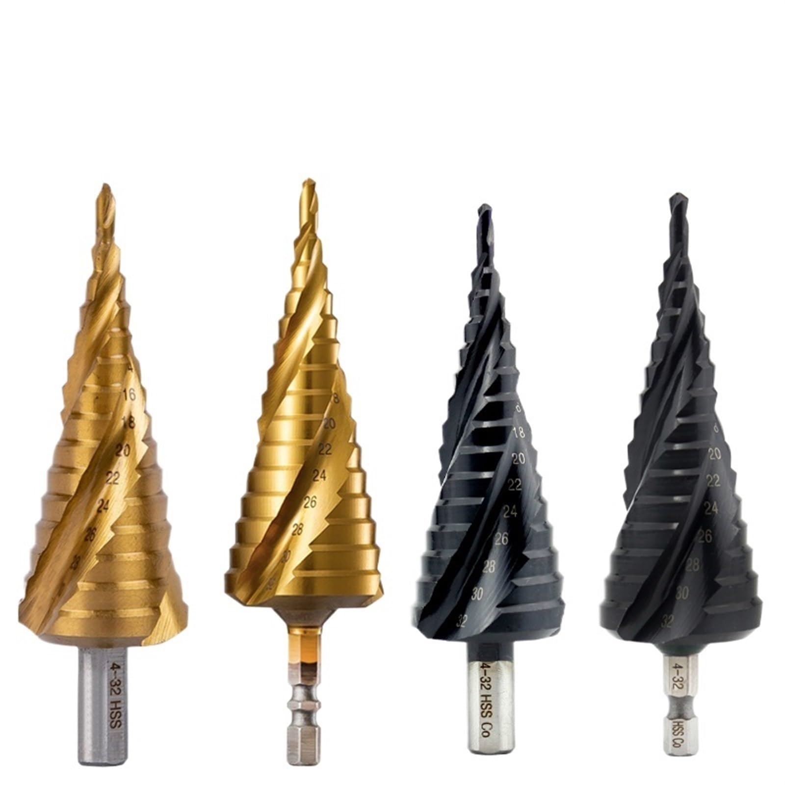 Foret étagé 3 cannelures en spirale 4-32mm pour perçage précis du métal