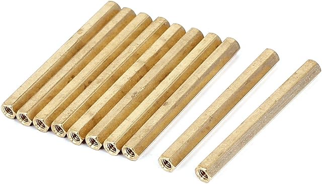 sourcingmap M4 x 60mm Female Threaded Brass Hex Standoff Pillar Spacer Nut 10pcs