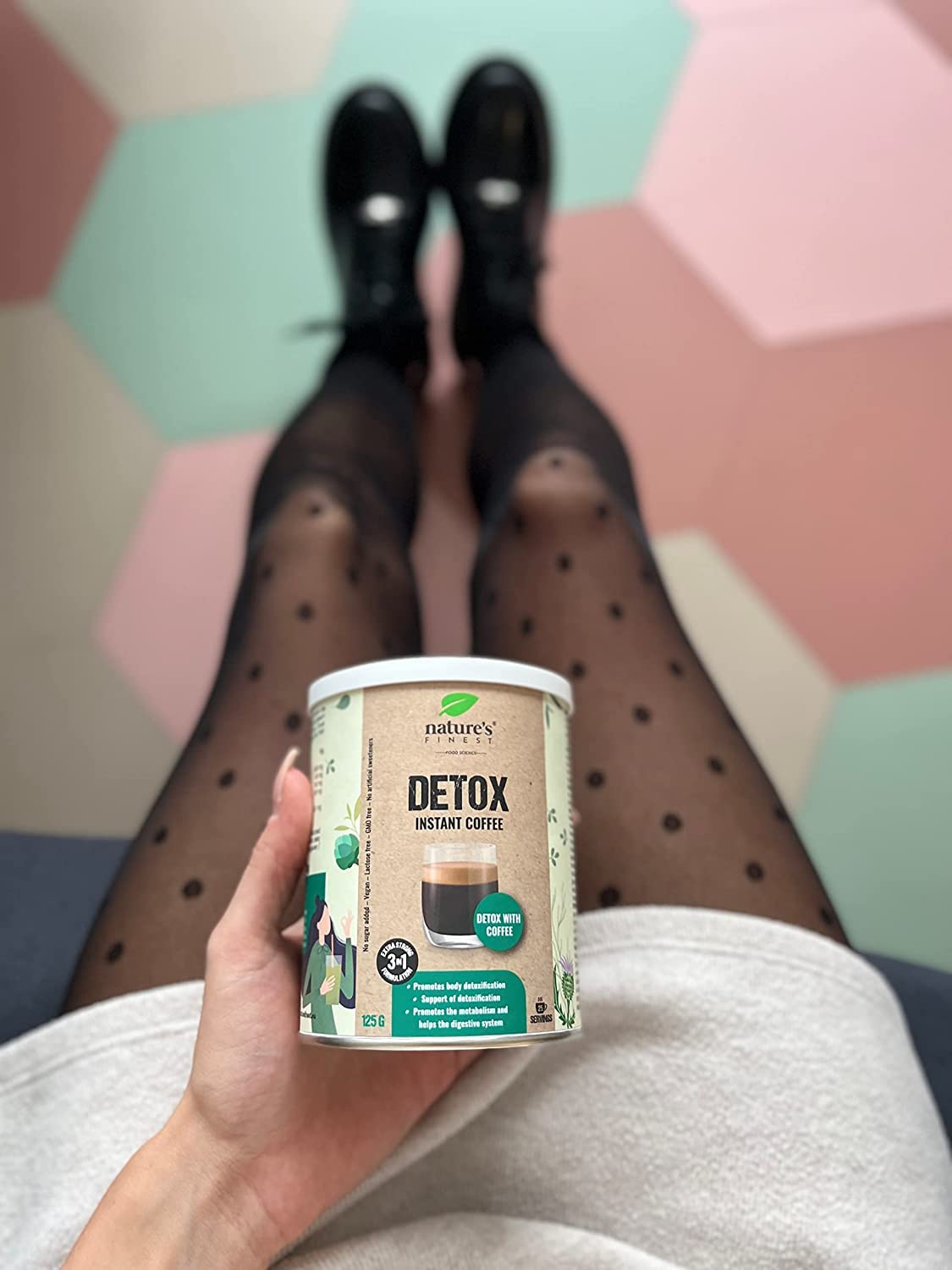 Nature's Finest Detox Coffee, Café Soluble 625 g (Paquete de 5) | café instantáneo con chlorella, cardo mariano y alcachofa - arábica suave - vegano - taza lista en 1 minuto