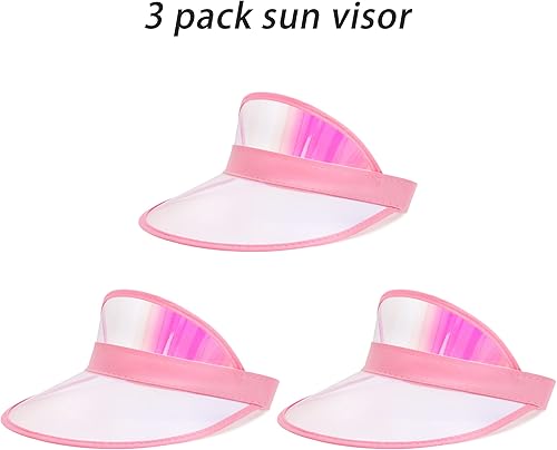 Miniatura 43 de Surkat Viseras solares transparentes de plástico con protección UV, sombrero para la cabeza, sombrero para golf, tenis, playa, ciclismo 1 paquete