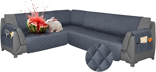 Vista 11 de Fundas para sofá seccional, impermeables, 6 piezas, fundas de sofá en forma de L, lavables, antideslizantes, fundas para sofá seccional, suaves