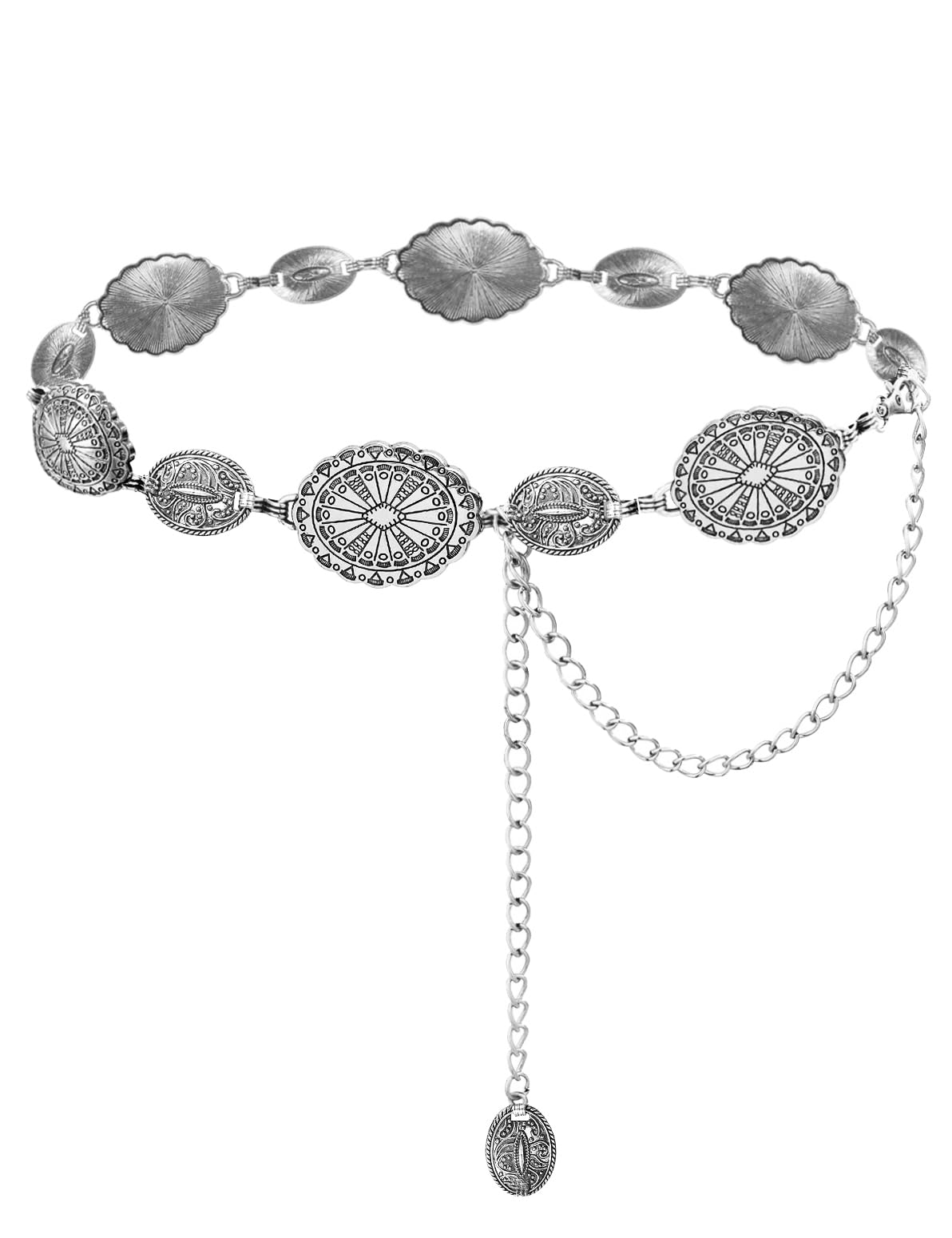 TOPACC Western Metal Concho Belt for Women Cowgirl Chain Belts for Dresses Jeans Country Concert Outfit