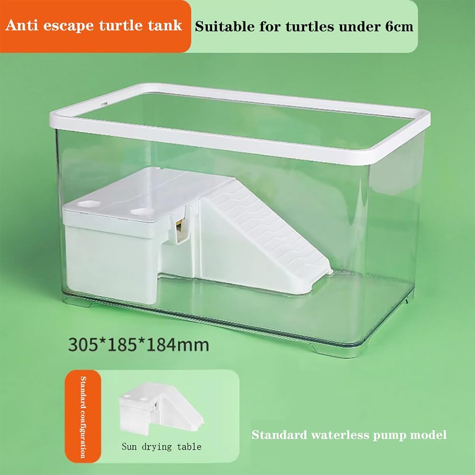 Kit d'aquarium pour tortue avec plate-forme intégrée pour changer l'eau facilement, vue claire à 360°, durable, idéal pour animaux de compagnie tortues de mer et tortues