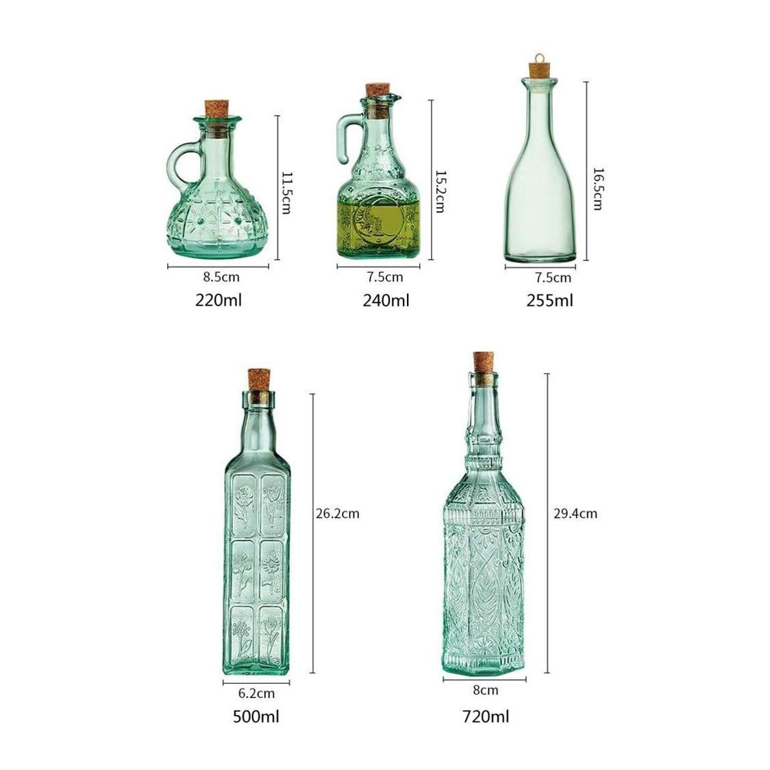 Bottiglia Olio Oliera Salvagoccia Bottiglia di Vetro A Olio D'oliva con Disegno del Modello di Fiore, Contenitore Condimento A Perdita, Vetro in Vetro Senza Piombo (Size : 500ml)