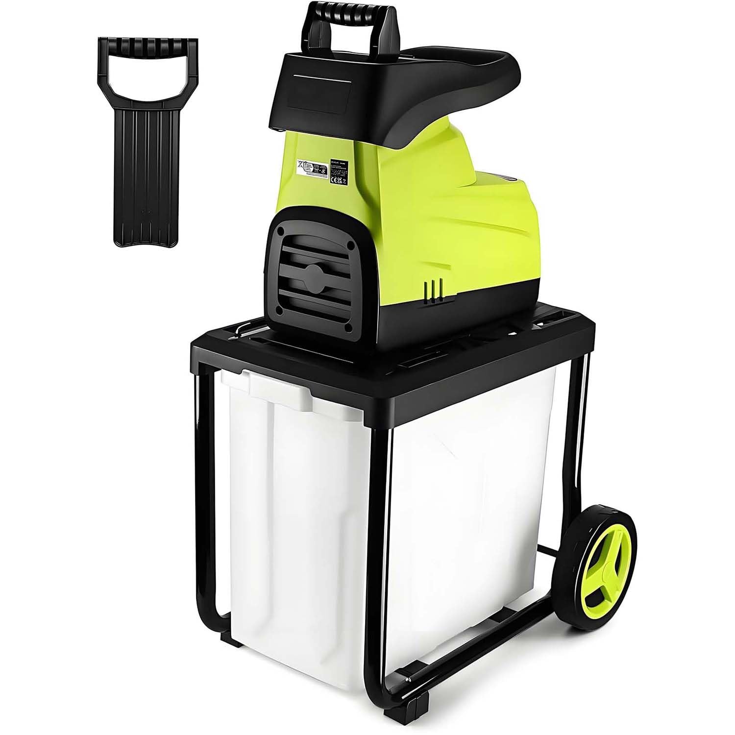 Broyeur Jardin Déchiqueteur, Déchiqueteur Électrique 2800W Avec Largeur Coupe 45mm, Bac Détachable 60L, Lames Acier Réversibles Et Arrêt Automatique, Pour Débris Jardin Robustes.