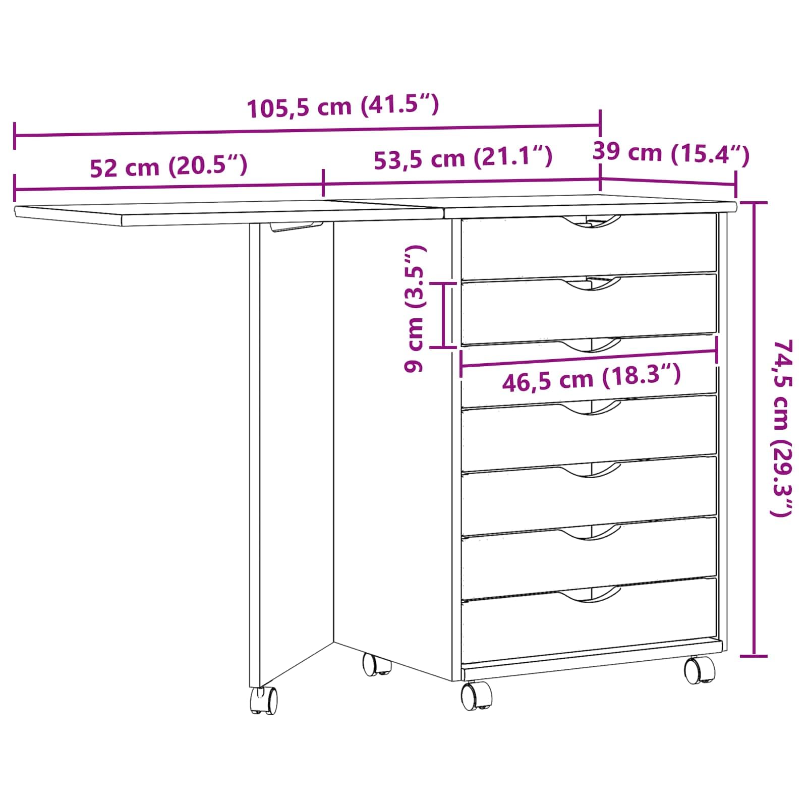 vidaXL Gabinete Rodante con Escritorio Moss Barniz Transparente, Sala Moderna, Mueble útil, gabinete Rectangular con Escritorio, Estilo Minimalista, Madera de Pino