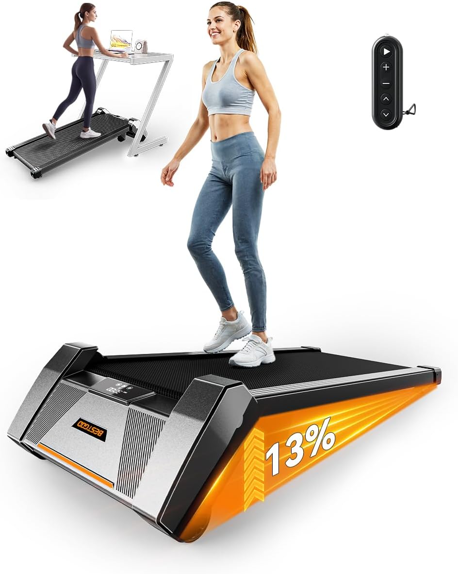 Walking Pad Treadmill, BestGod Incline Under Desk Treadmill 330lbs Capacity, 2.5HP Portable Treadmills for Home, Compact Treadmills Mini Running Machine with Remote Control