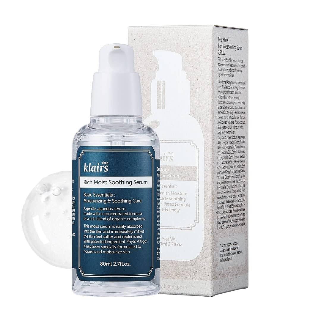 Klairs Rich Moist Soothing Serum 80 ml, Korean Skincare, Instant absorption, Non-greasy, hydration, cooling, basic care, unscented, Renewal