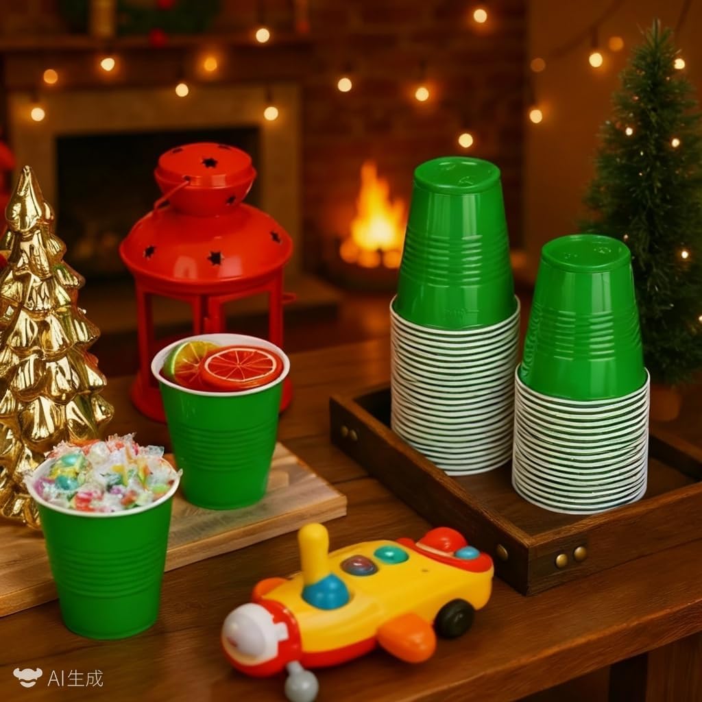 50 Pcs 18 oz Plastic Disposable Cups Plastic Drinking Cups for Wedding Birthday Graduation Party Valentine Christmas Picnics Barbecues Supplies (Green) - Image 5