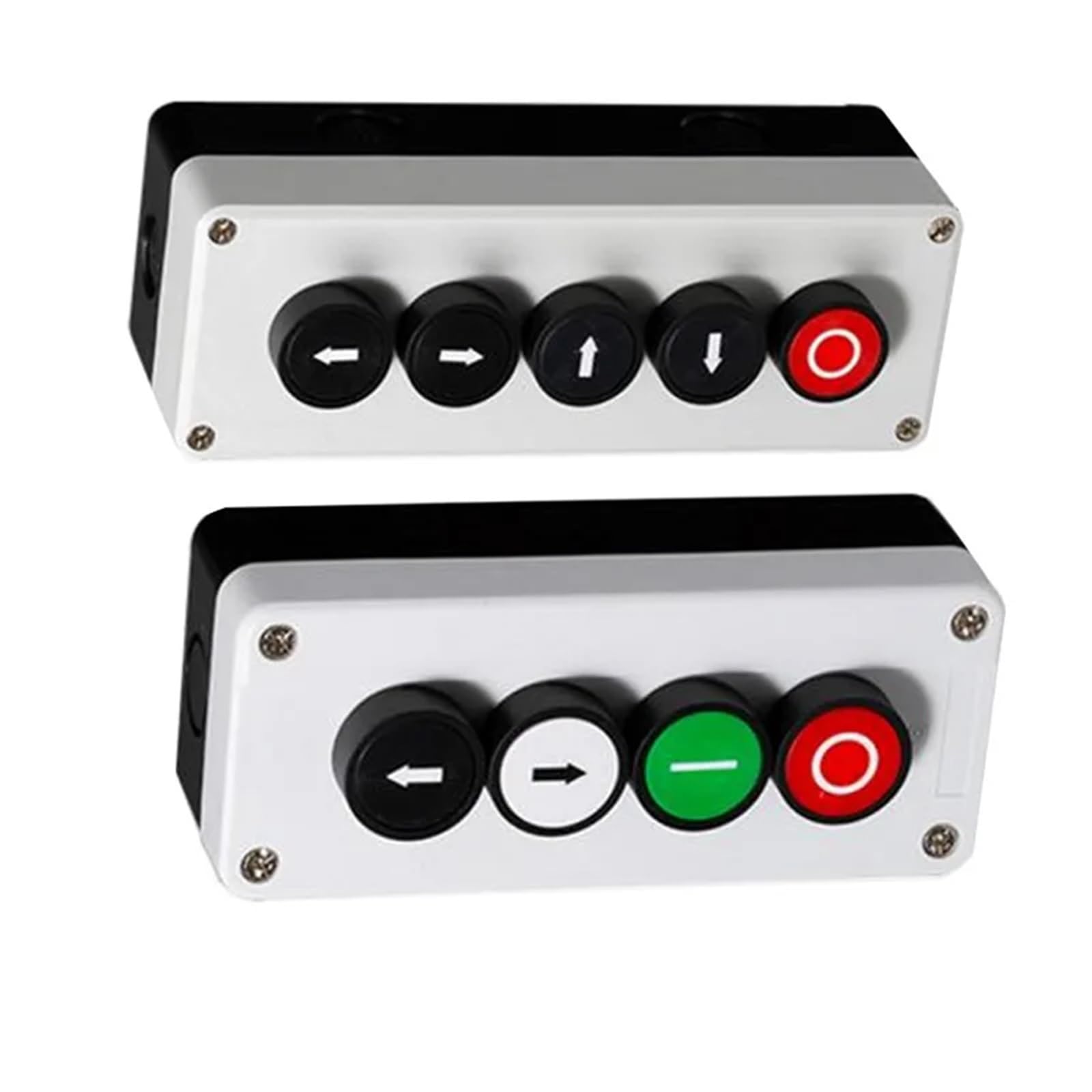 3pcs symbole de flèche indiquant le démarrage et l'arrêt interrupteur à bouton étanche à récupération automatique arrêt d'urgence boîtier de commande portable industriel(Silver)