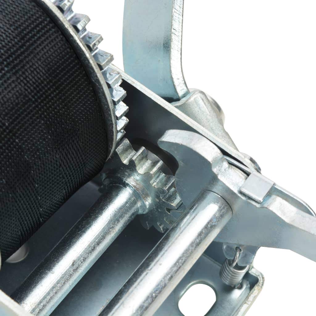 Handwinde mit Gurt aus Eisen und Polyester 360 kg, 5 m Gurtband, 46 mm Breite, 3 2 1 Übersetzung, für Anhänger, Geländewagen und Bootstrailer, Ziehen und Bergen