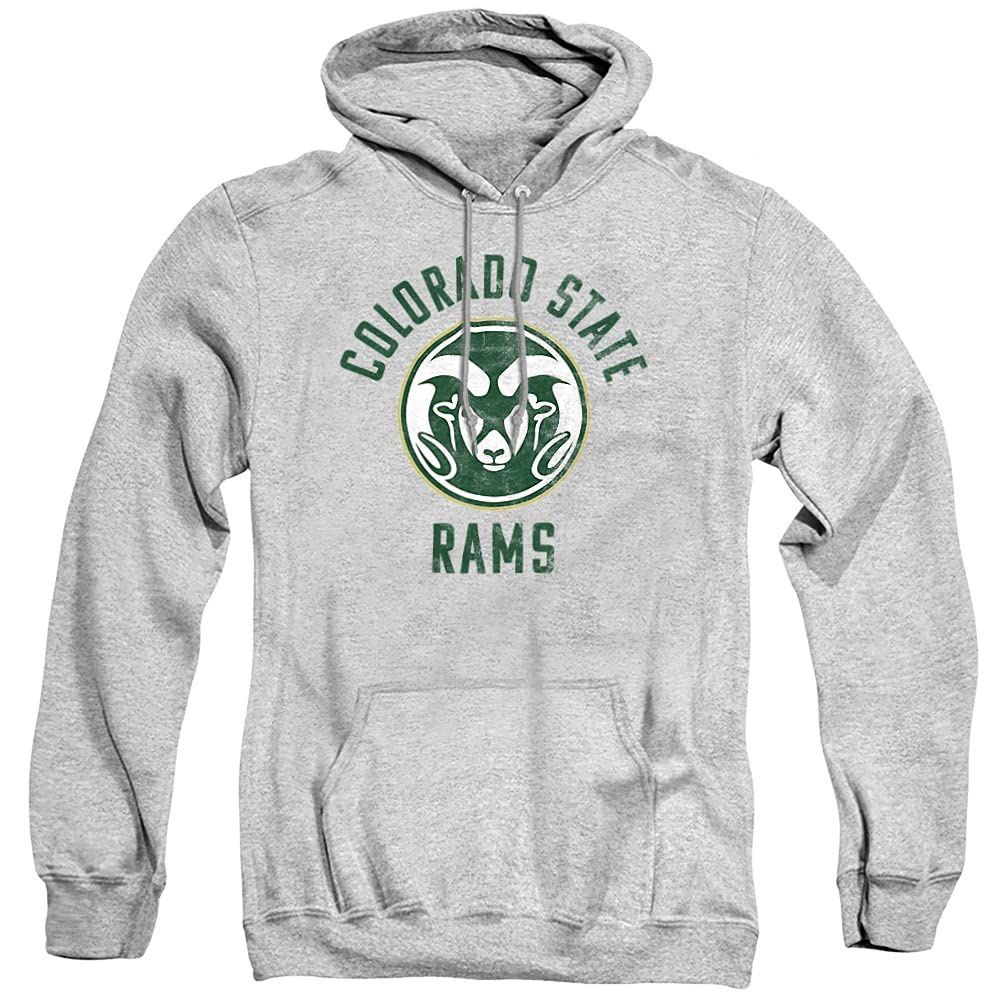 Colorado State University Official Rams Logo Unisex Adult Pull-Over Hoodie,Athletic Heather, Large
