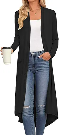 Women's Long Lightweight Cardigan with Pockets - Fall & Winter