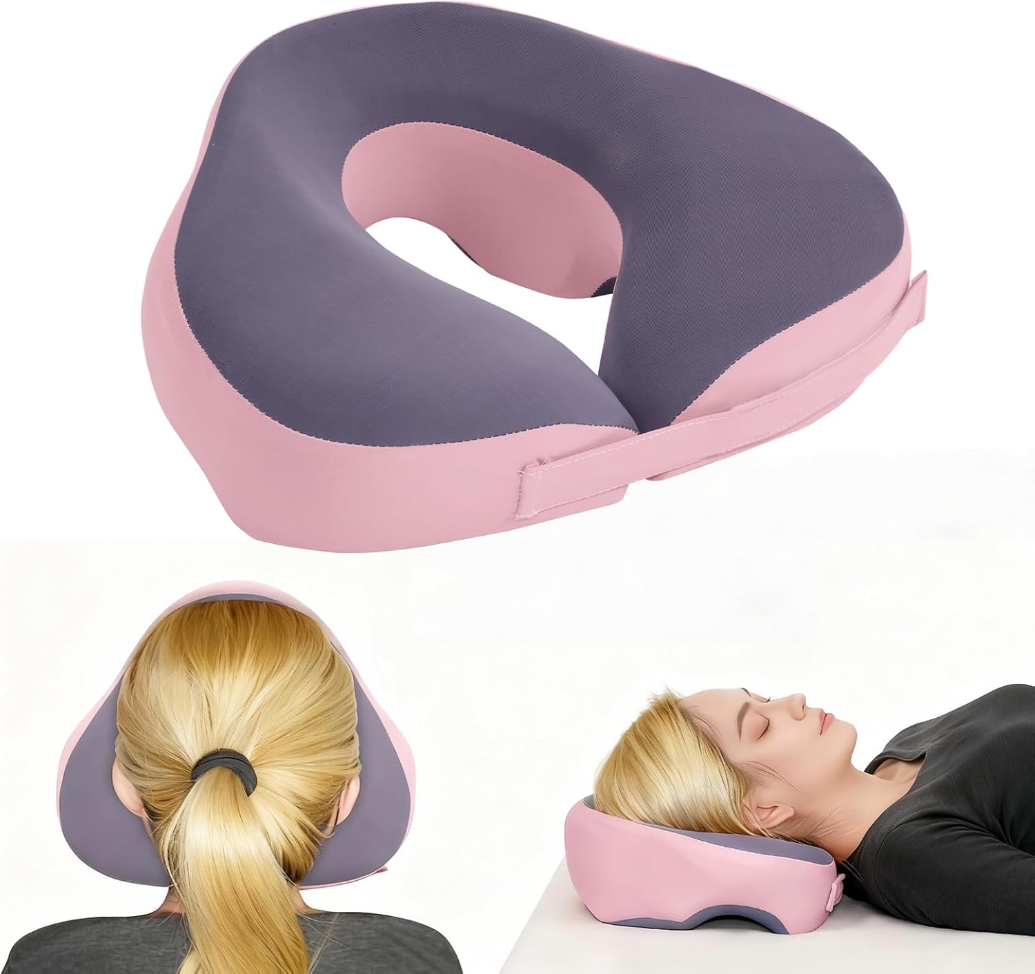 Adjustable Width Face Down Pillow for Vitrectomy & Eye Surgery Recovery,Massage Headrest for Bed with Memory Foam Massage Cushion,Removable Cover for Spa, Tanning & Stomach Sleeper Support.