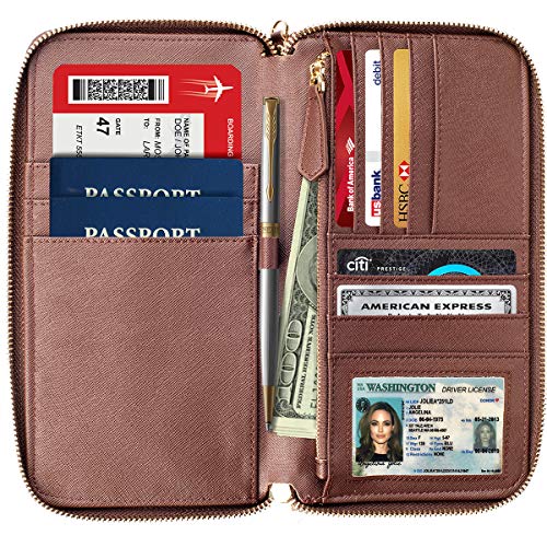 Image of Travel Document Organizer - RFID Passport Wallet Case Family Holder Id Wristlet