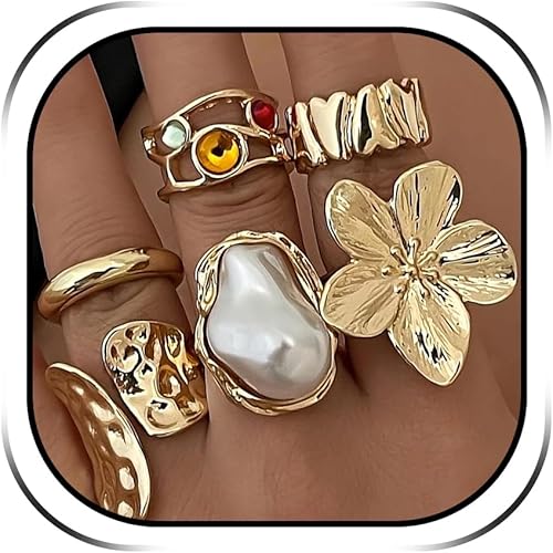 Harry and Henry Chunky Rings for Women Adjustable Thick Heart Ring Stackable Rin