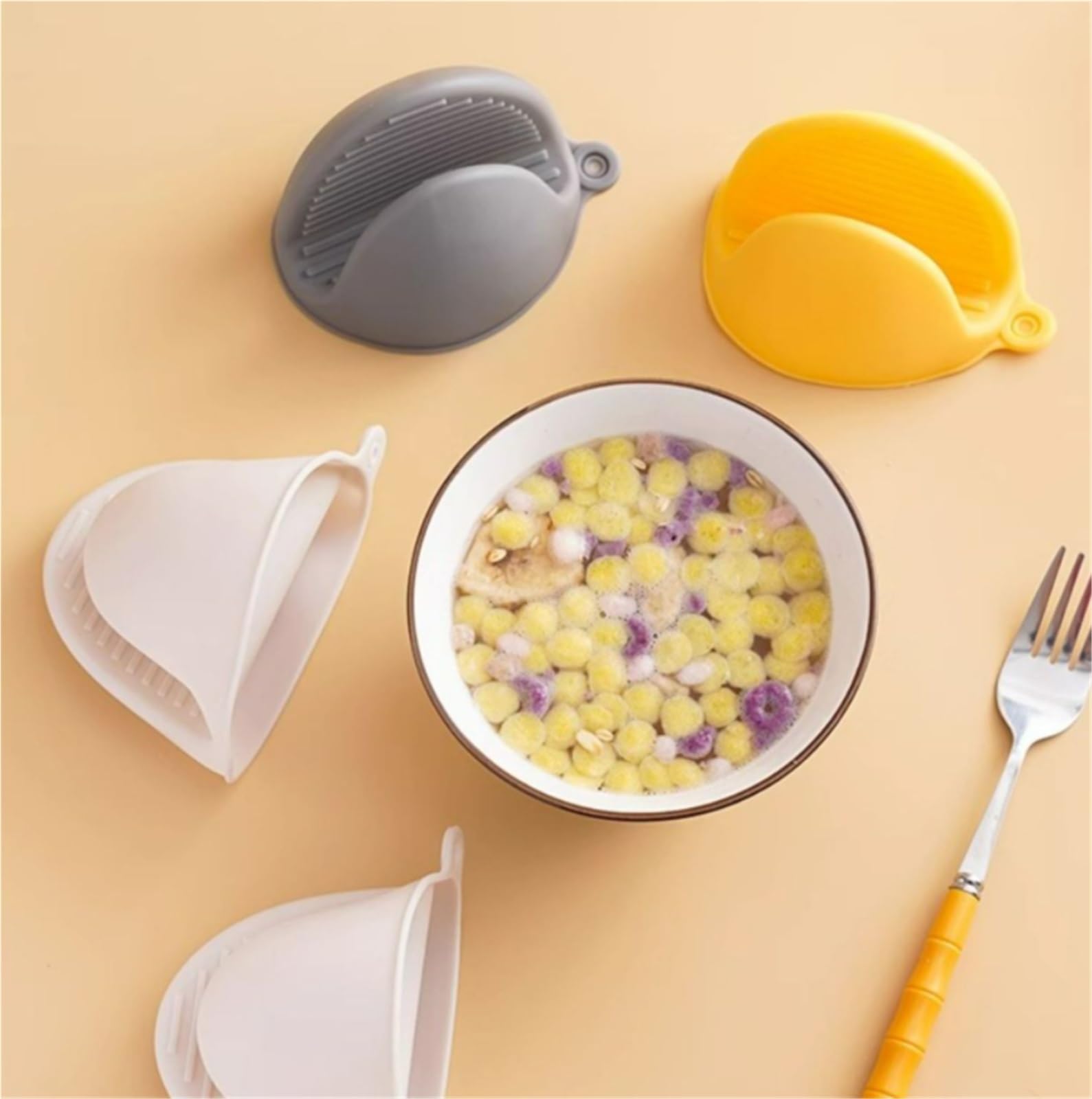 Manoplas Horno, Clips De Guantes Goma Resistentes Al Calor Los Mitones del Horno Silicón For Cocinar La Hornada Cocinar Barbacoa(G)