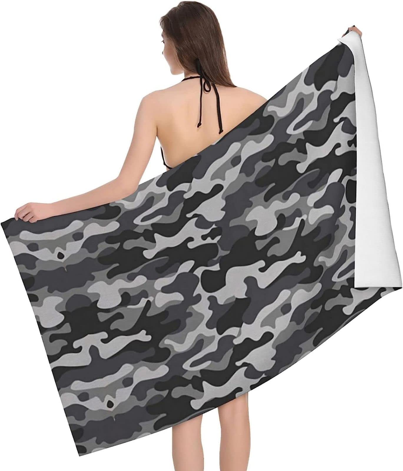 KATATI Camuffare Telo Mare Grande, Microfibra Asciugamano da Spiaggia, Teli Mare Camuffare, Asciugatura Rapida Antisabbia Adulti Teli Mare per Nuoto Campeggio 3D Telo Mare 150x200 cm