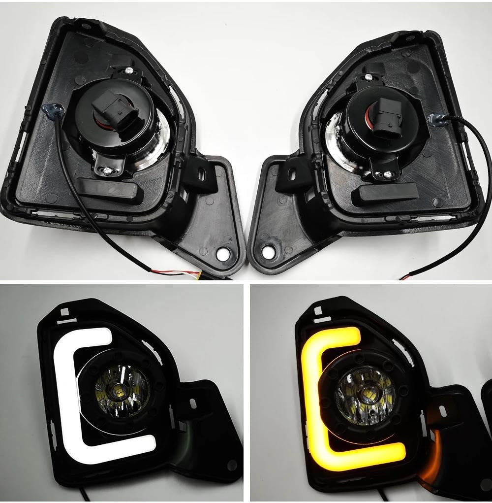 Luz Señal Giro Intermitentes Luz Circulación Diurna para Toyota para Hiace 2014 2015 2016 2017 2018 LED DRL Coche con Señal Giro Amarilla Cubierta Luz Antiniebla Impermeable