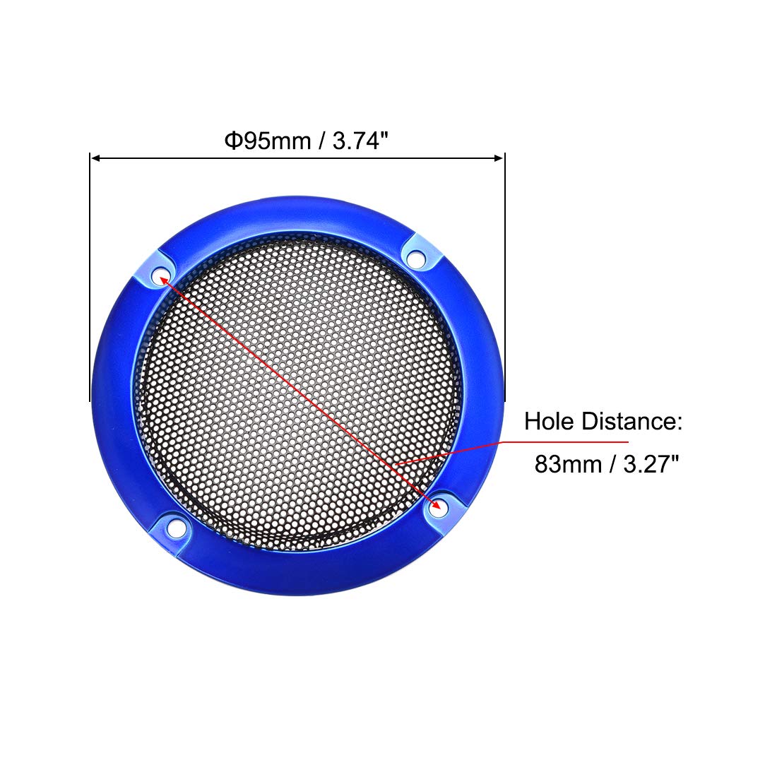 uxcell Speaker Grill Cover 3 Inch 95mm Mesh Decorative Circle Subwoofer Guard Protector Black and Light Blue 2pcs