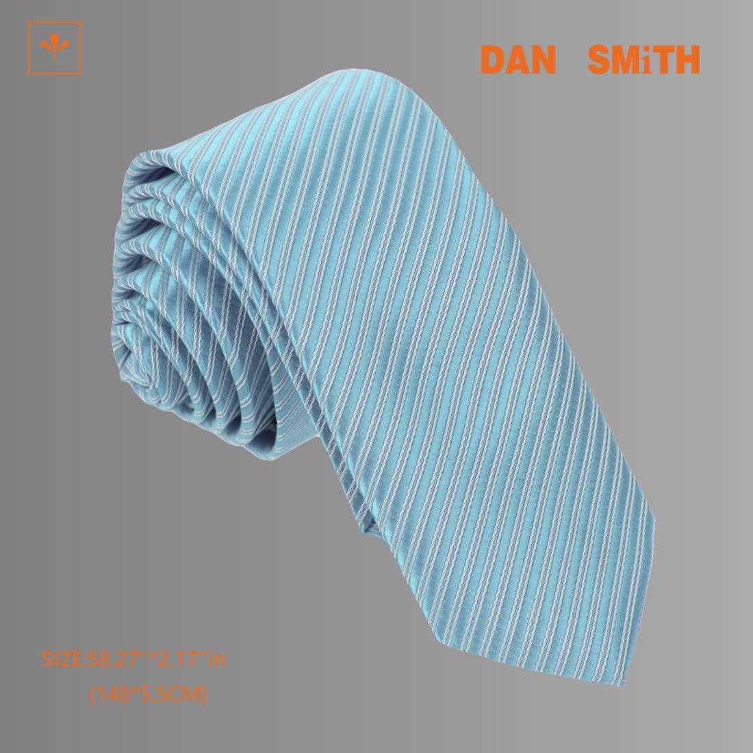 DAE2028 Light sky blue White Collection Skinny Tie Matching Present Box Set Stripes Poly SlimTie ST By Dan Smith, CID-046-08 ,One Size