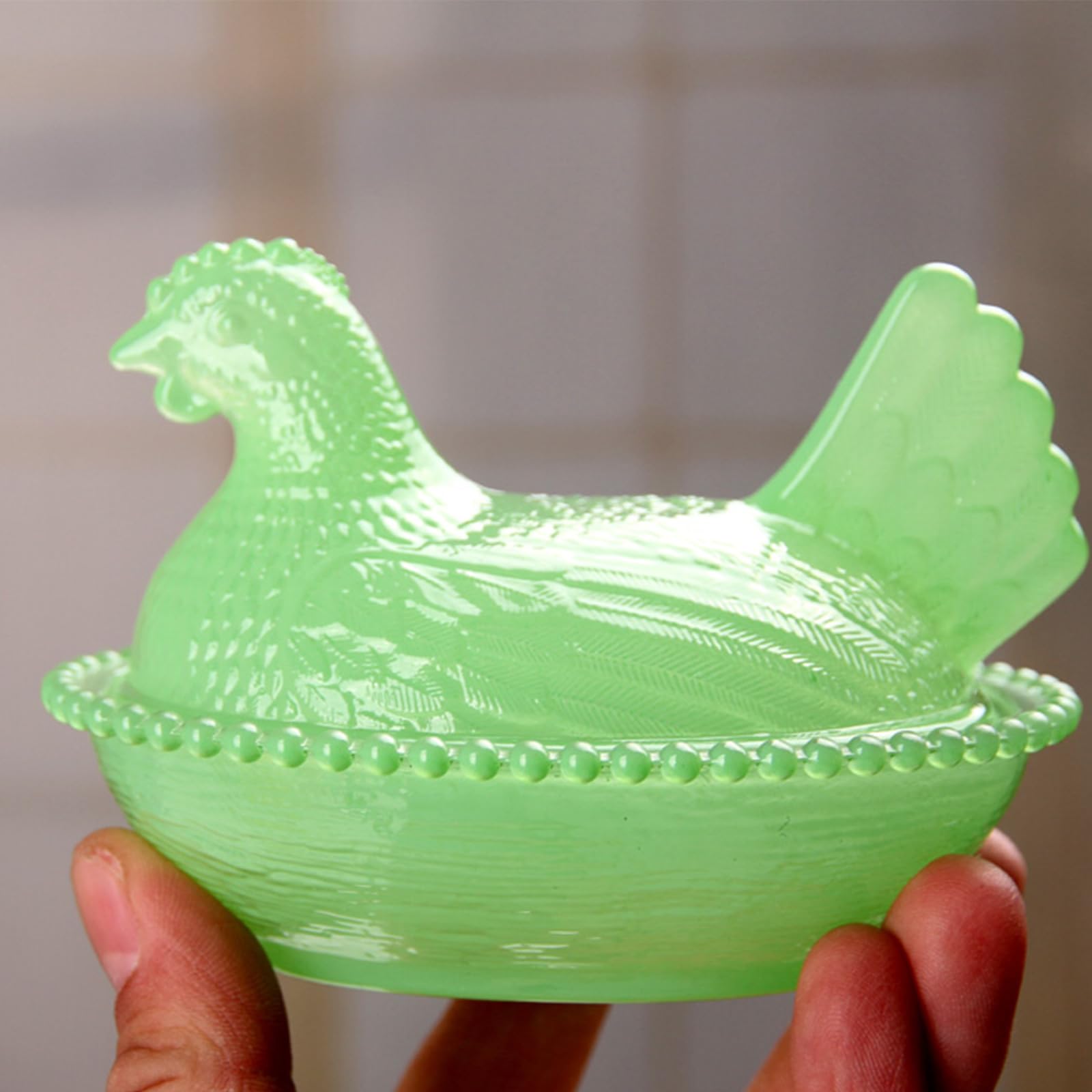 Caja de caramelos de cristal para gallina en nido, tarros de dulces con tapa, decoración de mesa cubierta de caramelos, plato de postre, cuenco cubierto de regalo