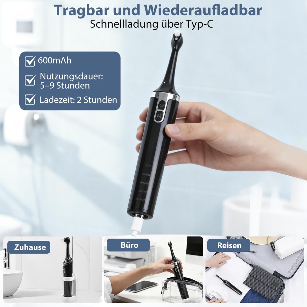 Juego de blanqueamiento dental, pulidor eléctrico con 5 modos para limpieza de dientes y blanqueamiento de dientes, juego de blanqueamiento dental con soporte para cepillo de dientes eléctrico, pared